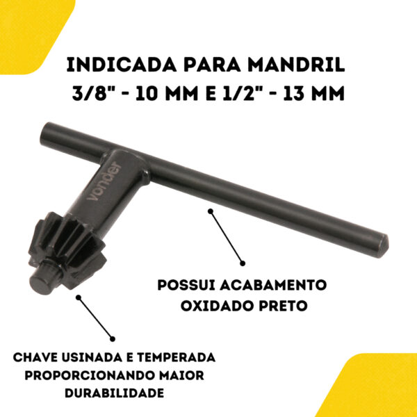 Chave Para Mandril 3/8 - 10mm E 1/2 - 13mm Vonder - Imagem 2