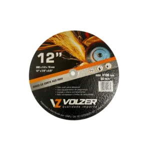 Disco de Corte Aço Inox Volzer 12; 3mm x 16mm; Furo 5/8